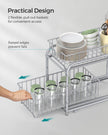 Set of 2 Sliding Basket Organizers – Metallic – Silver – Stackable 2-Tier Under-Sink Storage for Kitchen and Bathroom