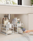 Under Sink Storage Organiser – Matte White – 2-Tier Design with Sliding Basket Drawers