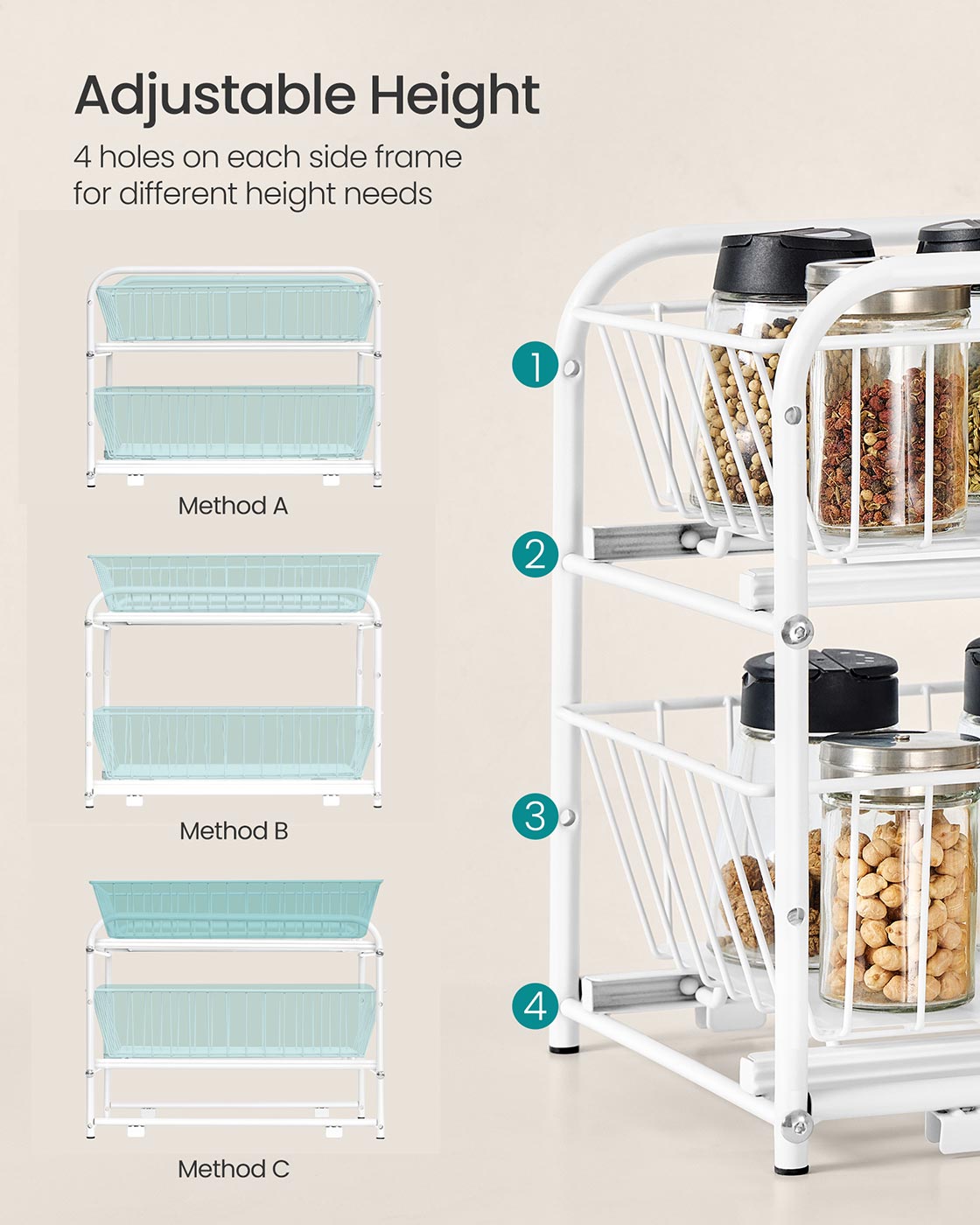 Under Sink Storage Organiser – Matte White – 2-Tier Design with Sliding Basket Drawers