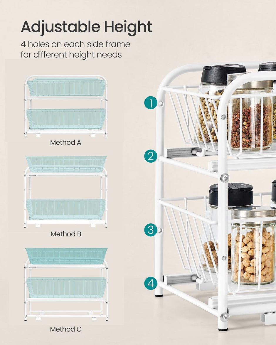 Under Sink Storage Organiser – Matte White – 2-Tier Design with Sliding Basket Drawers