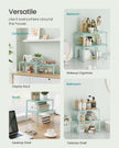Set of 2 Stackable Expandable Kitchen Spice Racks – Metal and Engineered Wood – Moonlight Green – Organisers for Cupboards