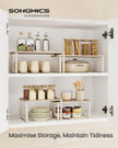 Spice Rack Set – Metal and Engineered Wood – Travertine Beige and Cream White – Expandable and Stackable Design