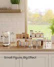 Spice Rack Set – Metal and Engineered Wood – Travertine Beige and Cream White – Expandable and Stackable Design