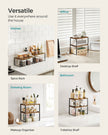 Set of 2 Cupboard Shelf Organisers – Metal and Engineered Wood – Black and Rustic Brown – Expandable and Stackable