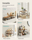 Set of 2 Cupboard Shelf Organisers – Metal and Engineered Wood – Expandable and Stackable – Kitchen Spice Holder