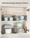 Set of 2 Stackable Spice Racks – Metal and Engineered Wood – Apricot Orange – Expandable Kitchen Shelf Organiser