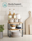 Set of 2 Stackable Spice Racks – Metal and Engineered Wood – Apricot Orange – Expandable Kitchen Shelf Organiser