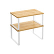 Set of 2 Stackable Spice Racks – Metal and Engineered Wood – Apricot Orange – Expandable Kitchen Shelf Organiser