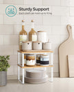 Set of 2 Stackable Spice Racks – Metal and Engineered Wood – Apricot Orange – Expandable Kitchen Shelf Organiser