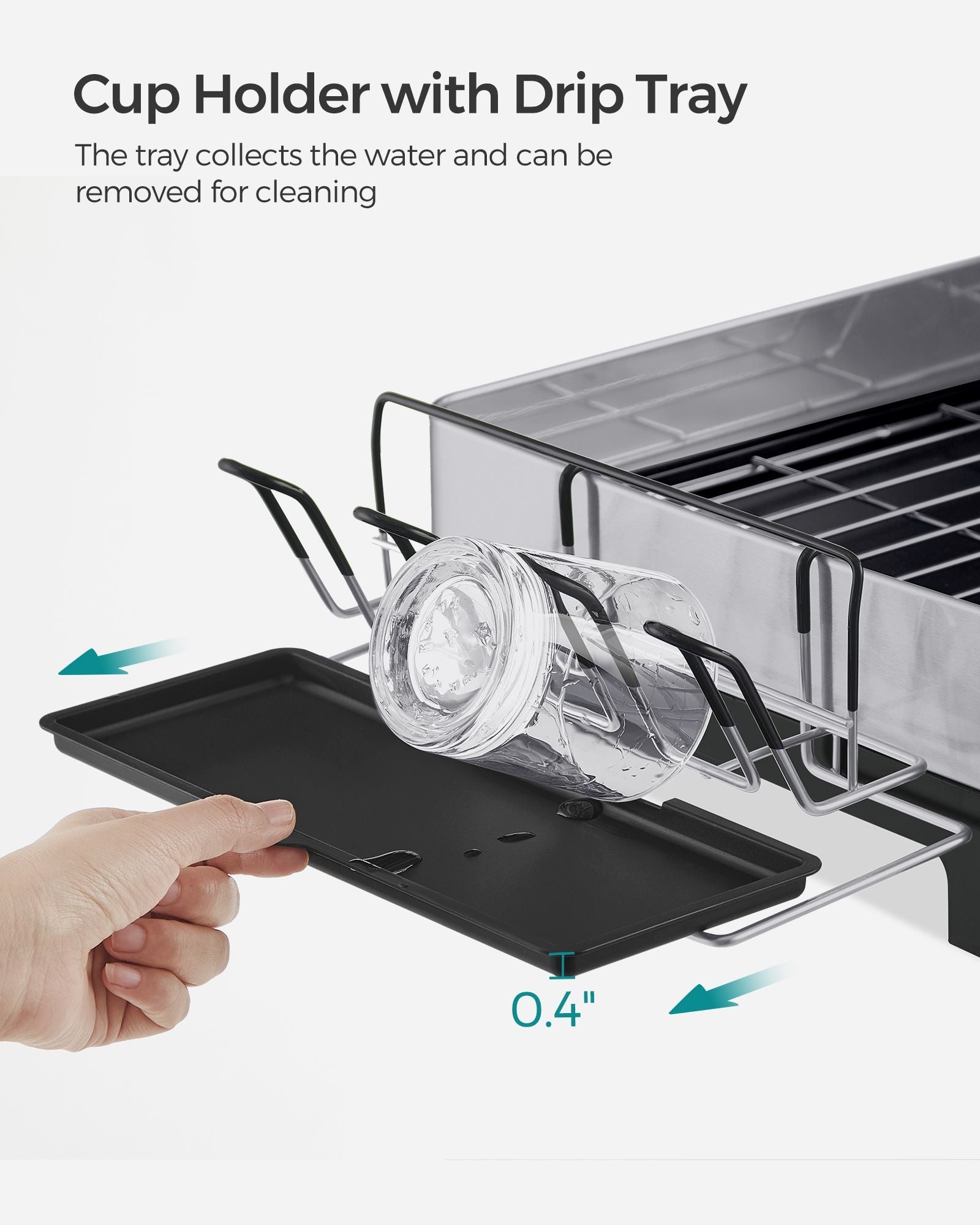 Dish Drying Rack – Stainless Steel – Fingerprint-Resistant – Includes Rotatable Spout and Drainboard