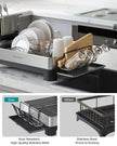 Dish Drying Rack – Stainless Steel – Fingerprint-Resistant – Includes Rotatable Spout and Drainboard
