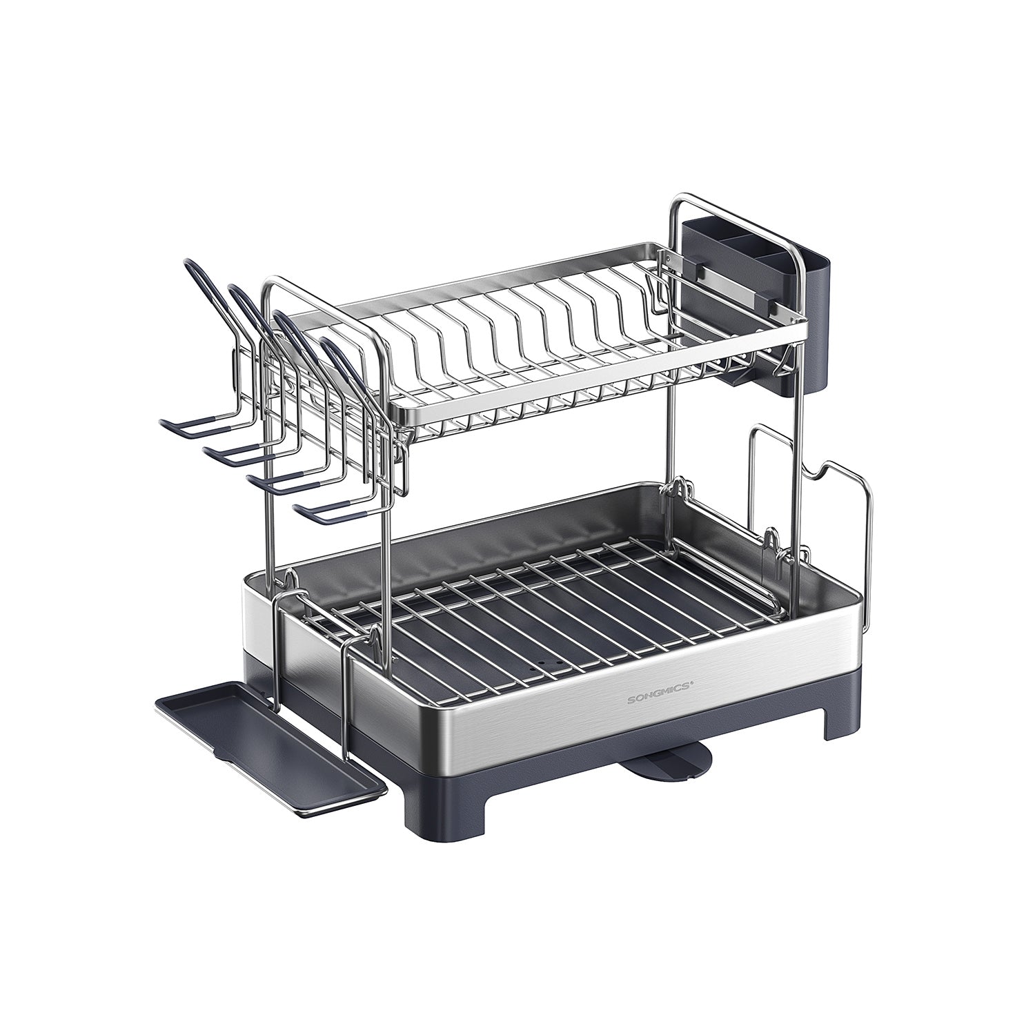2-Tier Dish Rack – Metal – Adjustable – Rotatable and Extendable Drain Spout