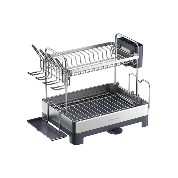 2-Tier Dish Rack – Metal – Adjustable – Rotatable and Extendable Drain Spout
