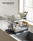 2-Tier Dish Rack – Metal – Adjustable – Rotatable and Extendable Drain Spout