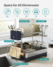2-Tier Dish Rack – Metal – Adjustable – Rotatable and Extendable Drain Spout