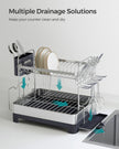 2-Tier Dish Rack – Metal – Adjustable – Rotatable and Extendable Drain Spout