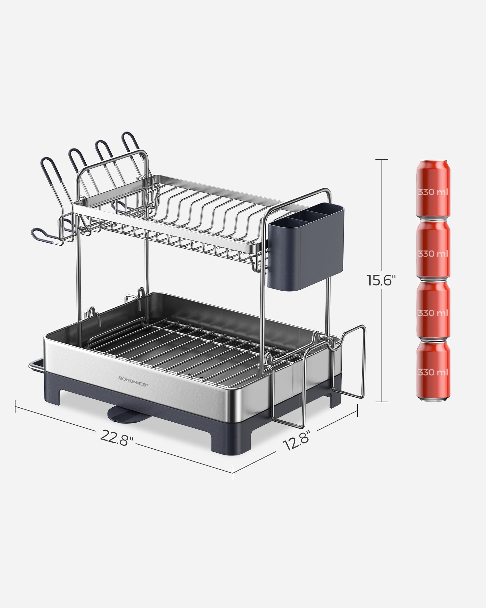 2-Tier Dish Rack – Metal – Adjustable – Rotatable and Extendable Drain Spout