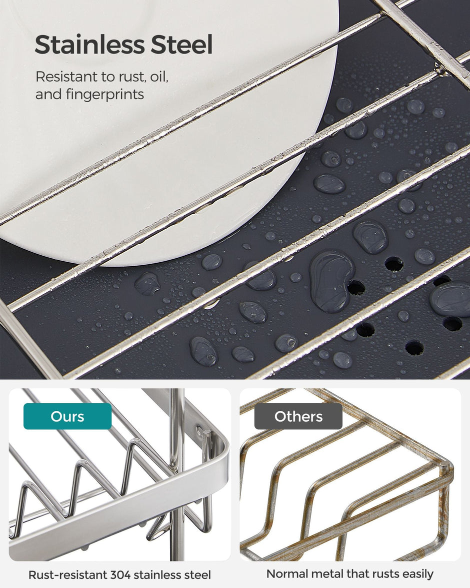2-Tier Dish Rack – Metal – Adjustable – Rotatable and Extendable Drain Spout