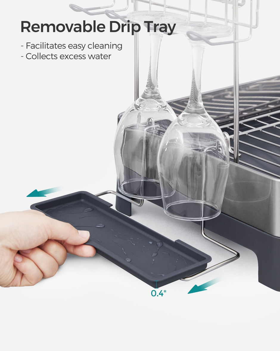 2-Tier Dish Rack – Metal – Adjustable – Rotatable and Extendable Drain Spout