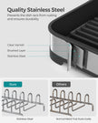Dish Drying Rack – Stainless Steel – Silver and Black – Mini Design with Drain and Utensil Holder