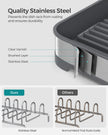 Dish Drying Rack – Stainless Steel – Silver and Black – Mini Design with Drain and Utensil Holder