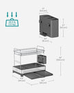 2-Tier Dish Drainer Rack – Stainless Steel – Silver and Grey – Expandable with Utensil Holder