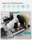 Expandable Dish Drainer Rack – Stainless Steel – Silver and Ink Black – Rotatable Spout and Multi-Holder Design