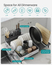 Dish Drainer Rack – Stainless Steel – Silver and Slate Grey – Expandable with Rotatable Spout