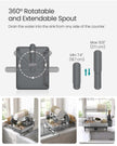 Dish Drainer Rack – Stainless Steel – Silver and Grey – Expandable with Rotatable Spout