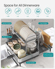 Dish Drainer Rack – Stainless Steel – Silver and Grey – Expandable with Rotatable Spout