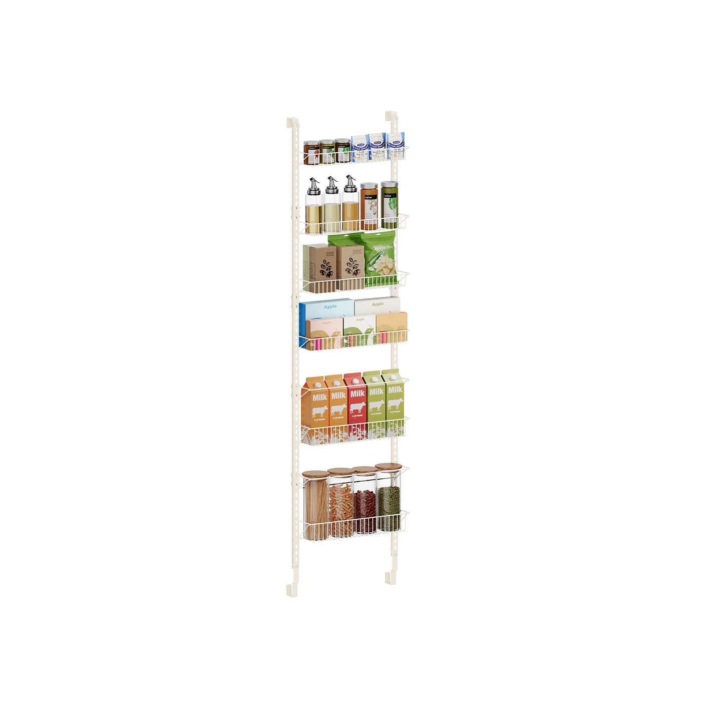 Wall-Mounted Spice Rack – Metal – Ink Black – Six Adjustable Baskets