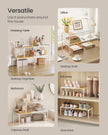 Spice Rack Set – Light Bamboo and Cream White – Extendable Kitchen Organiser Shelves
