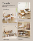Extendable Kitchen Organiser Shelf – Bamboo – Cream White – Stackable Storage Solution