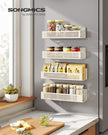 Magnetic Spice Rack Set – Metal – Ink Black – No Drilling Required, 4 Shelves (2 Large, 2 Small)