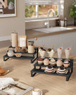 3-Tier Extendable Cabinet Shelf Organisers – Engineered Wood – Black – Stackable Set of 2