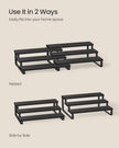3-Tier Extendable Cabinet Shelf Organisers – Engineered Wood – Black – Stackable Set of 2