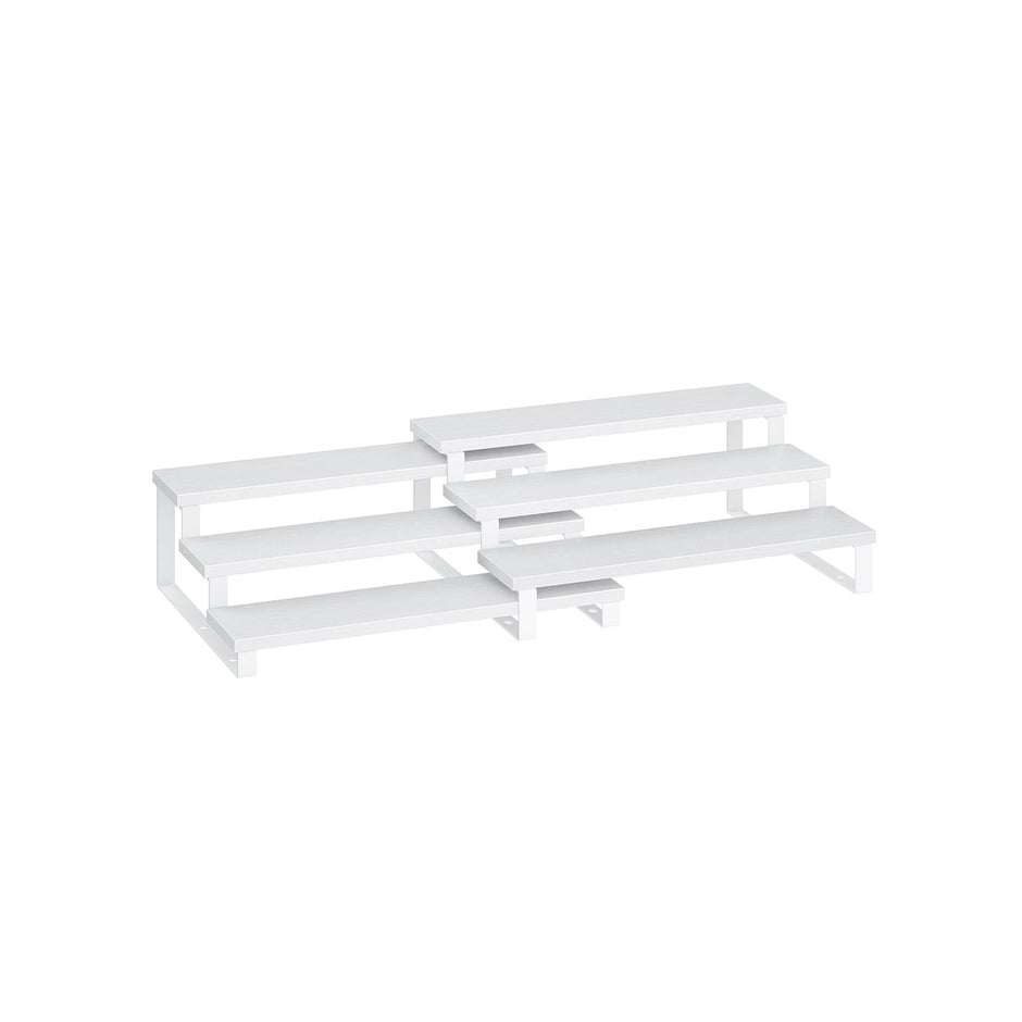3-Tier Extendable Cabinet Shelf Organisers – Engineered Wood – Snow White and Cloud White – Stackable Set of 2