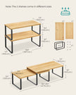 Set of 2 Cupboard Shelf Organisers – Metal and Engineered Wood – Expandable and Stackable – Kitchen Spice Holder