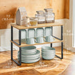 Cabinet Organizer Shelf – Wood – Natural Beige and Cloud White – Stackable Set of 2
