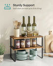 Set of 2 Cupboard Shelf Organisers – Metal and Engineered Wood – Expandable and Stackable – Kitchen Spice Holder