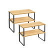 Set of 2 Cupboard Shelf Organisers – Metal and Engineered Wood – Expandable and Stackable – Kitchen Spice Holder