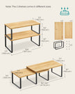 Set of 2 Cupboard Shelf Organisers – Metal and Engineered Wood – Expandable and Stackable – Kitchen Spice Holder