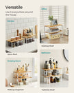 Set of 2 Cupboard Shelf Organisers – Metal and Engineered Wood – Expandable and Stackable – Kitchen Spice Holder