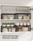Spice Racks Set of 2 – Metal – Ink Black – Stackable and Expandable Kitchen Organisers