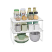 Spice Racks – Metal – White – Set of 2, Stackable and Expandable Cupboard Organisers