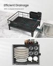 Dish Drying Rack – Metal – Ink Black – 360° Rotatable with Extendable Spout