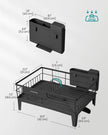 Dish Drying Rack – Metal – Ink Black – 360° Rotatable with Extendable Spout