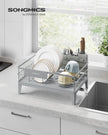 Dish Drying Rack – Metal – Dove Grey – 360° Rotatable with Extendable Spout