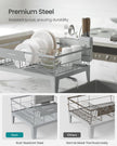 Dish Drying Rack – Metal – Dove Grey – 360° Rotatable with Extendable Spout