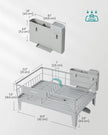 Dish Drying Rack – Metal – Dove Grey – 360° Rotatable with Extendable Spout